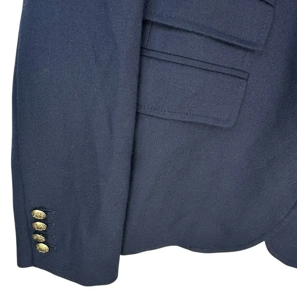 J.Crew Schoolboy Blazer Womens Size 6 Wool Blend Navy Button Preppy Academia￼